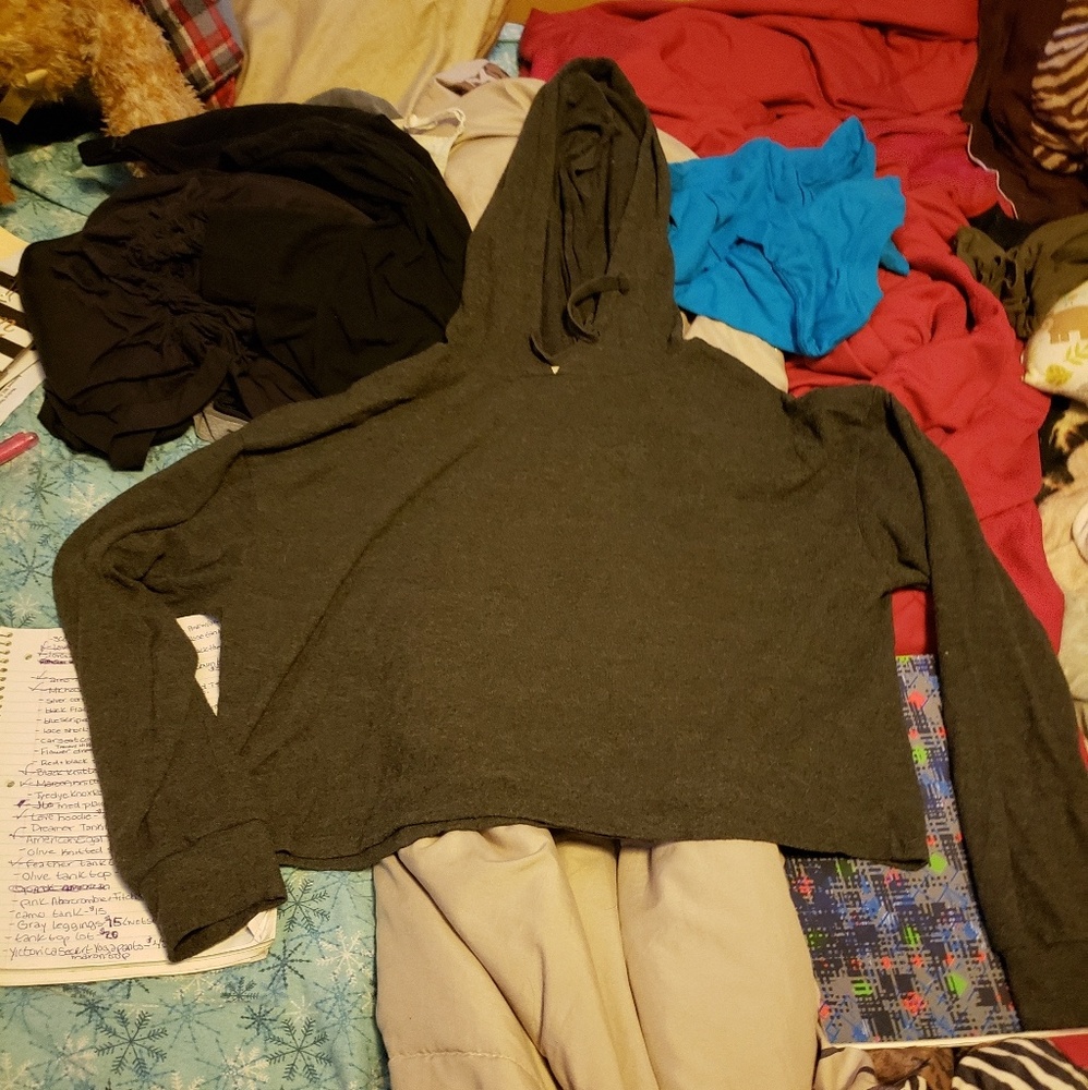 Dark grey Crop top hoodie